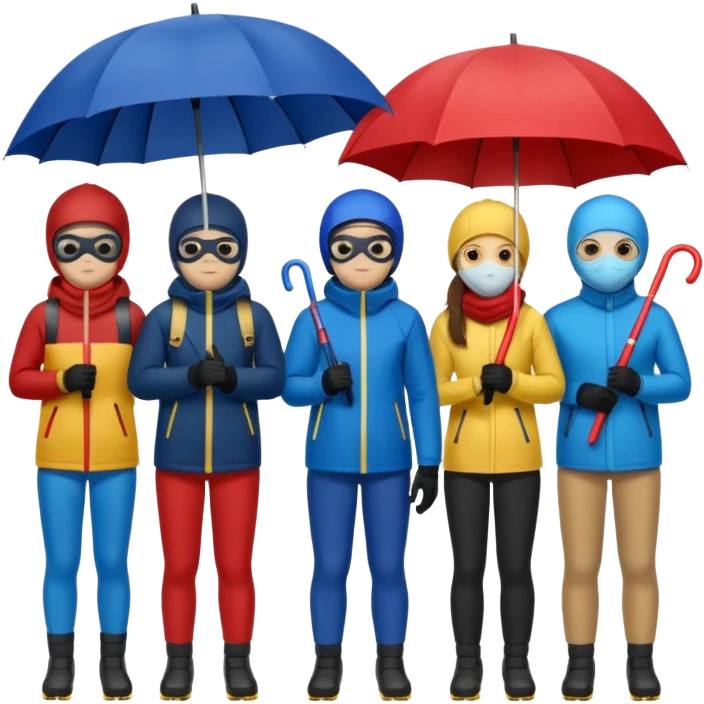 Ski mask people with umbrella  emoji