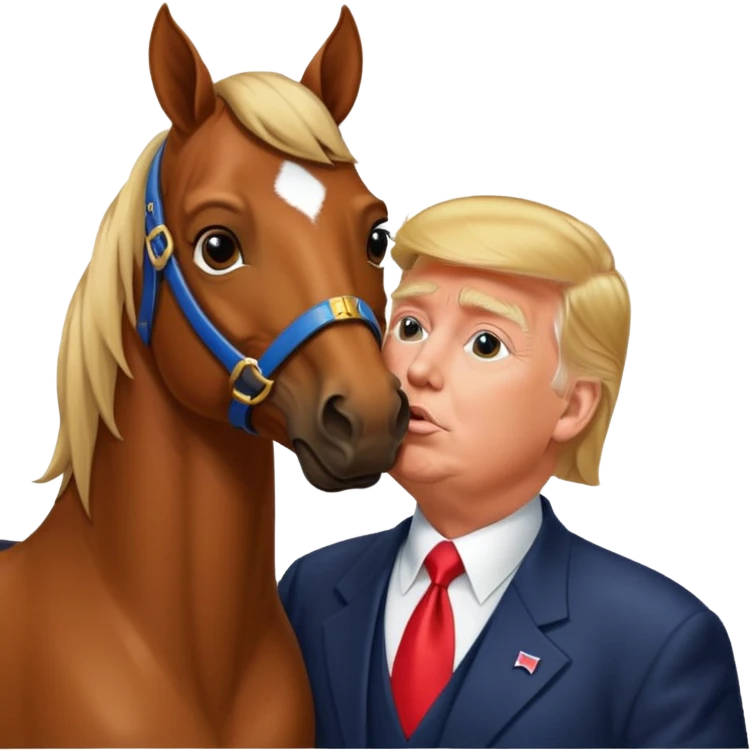Donald trump kissing a horse named bubba ( the name bubba on its collar) emoji