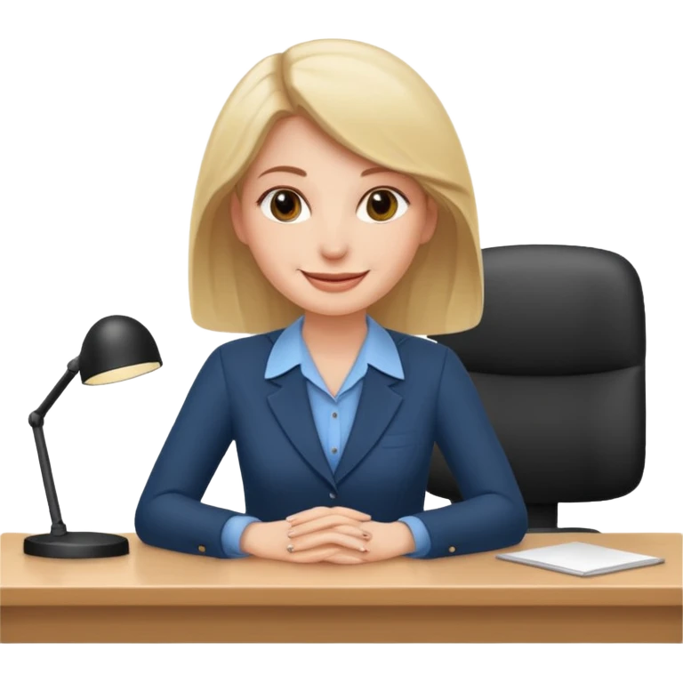 one white woman employee sitting in front of the desk emoji