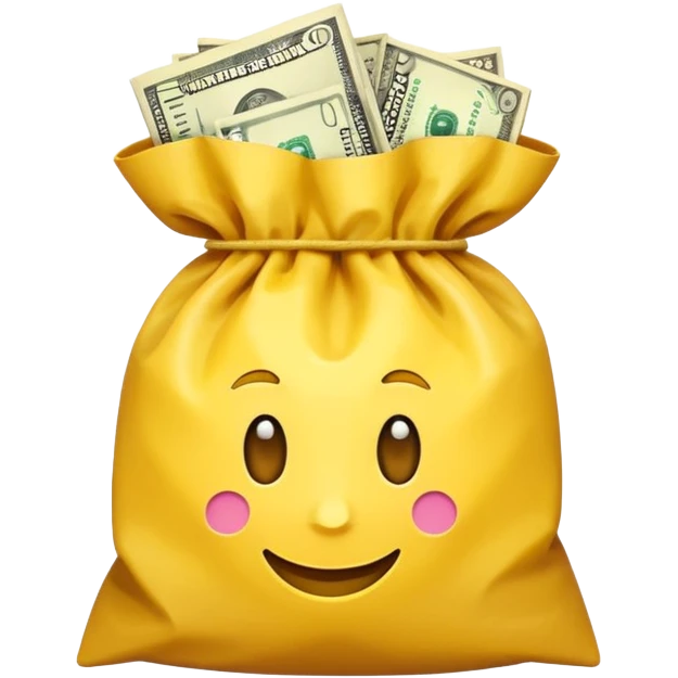 dollars in the yellow bag facing camera emoji