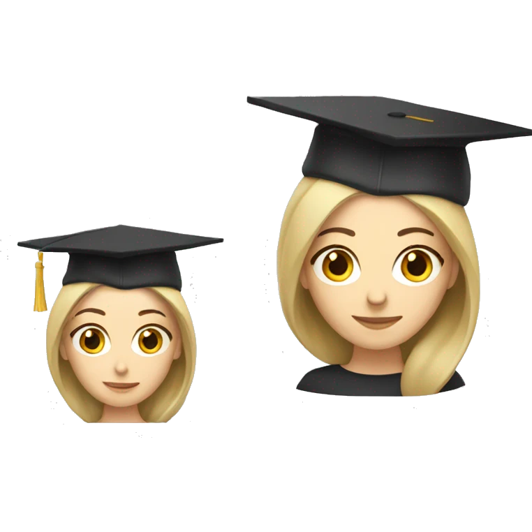 White skin female student with phd graduation hat emoji