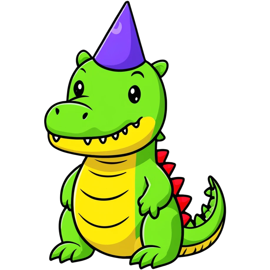 crocodile wearing a party hat emoji