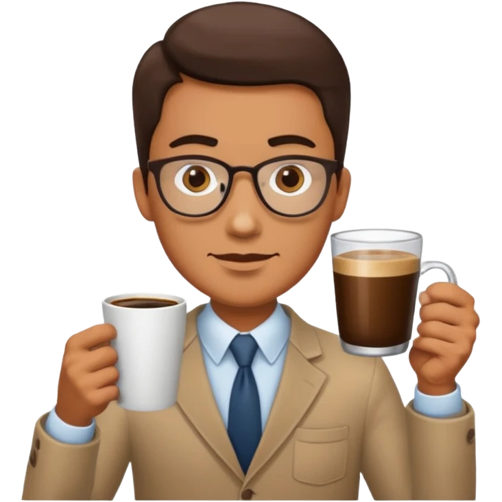 a man with two glasses of coffee emoji