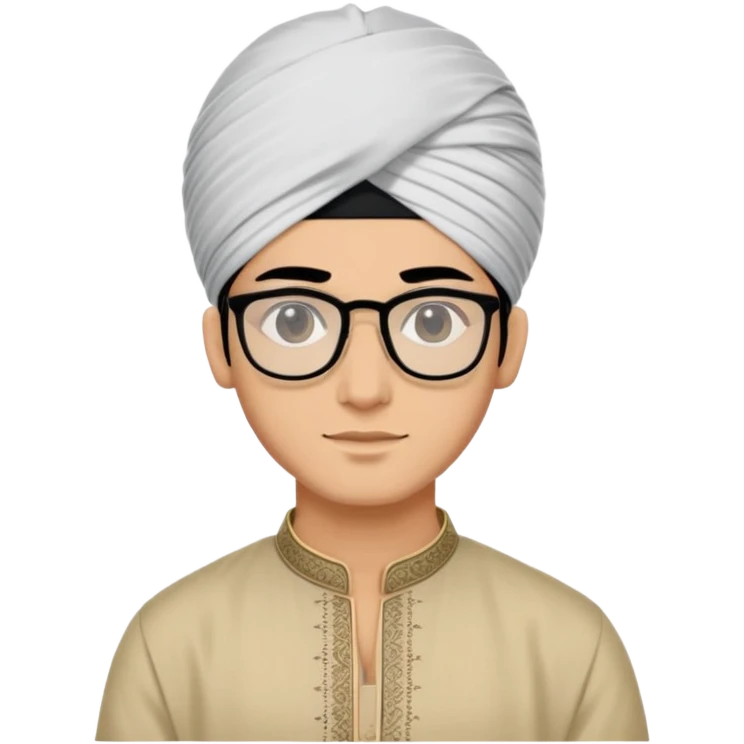 young man with wheatish skin tone, black hair, wearing kurta with rectangle glasses and traditional turban emoji