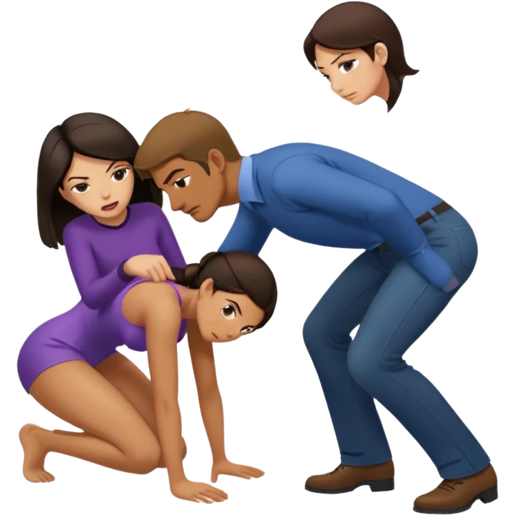Naked man bent over with a Hot brunette female spanking him emoji