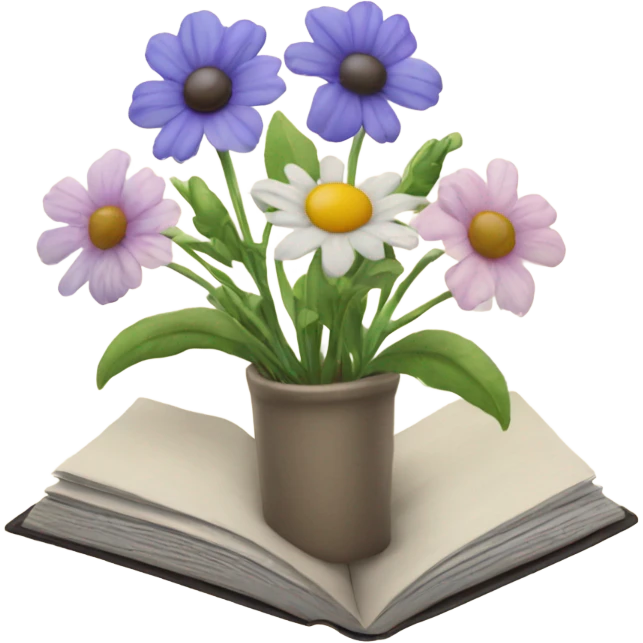 realistic flowers pressing in a book emoji