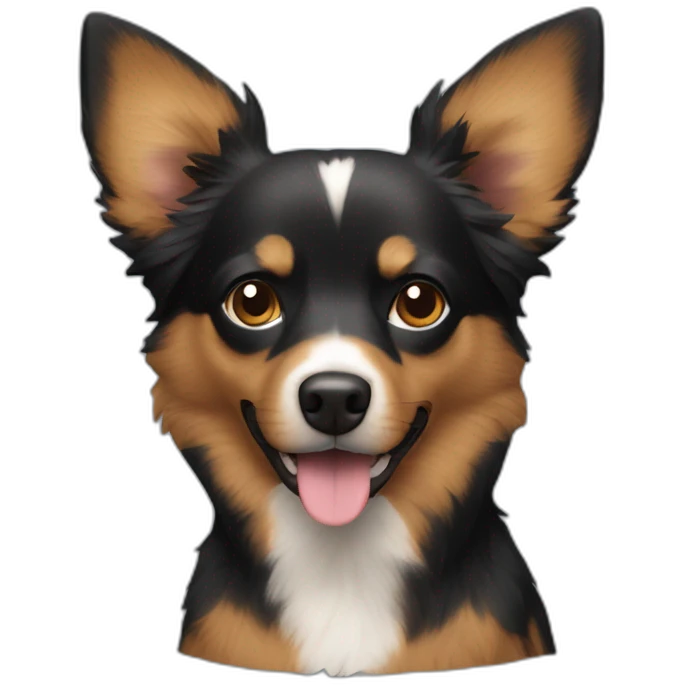 predominantly black with some brown fur, chihuahua, australian shepherd dog mix emoji