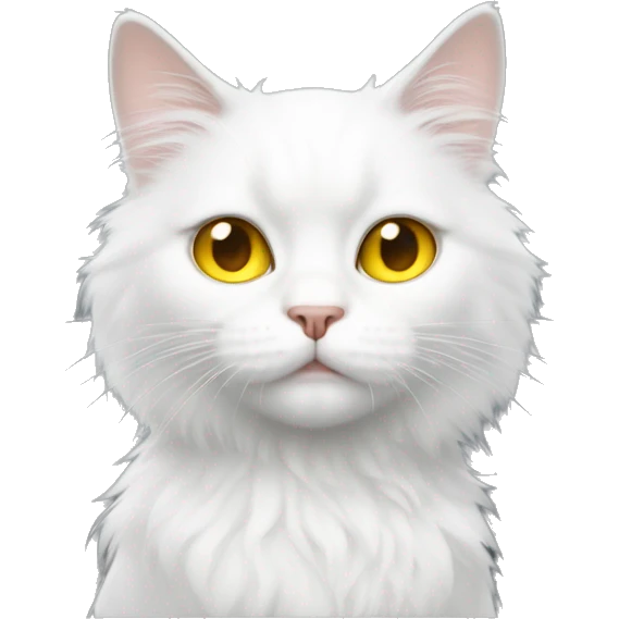Boy Fluffy white cat yellow eyes  emoji
