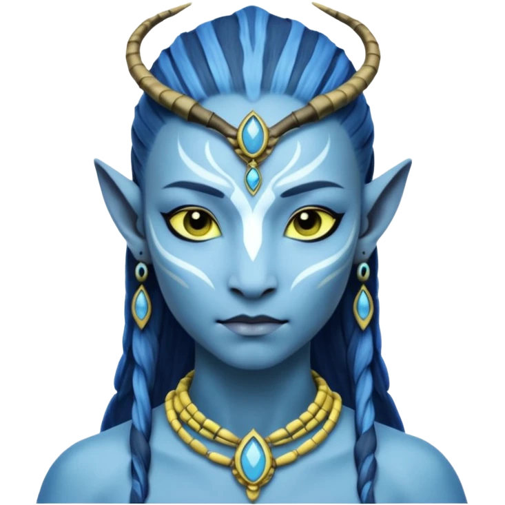 Na'vi character from Avatar movie, blue skin, wearing traditional Na'vi jewelry emoji