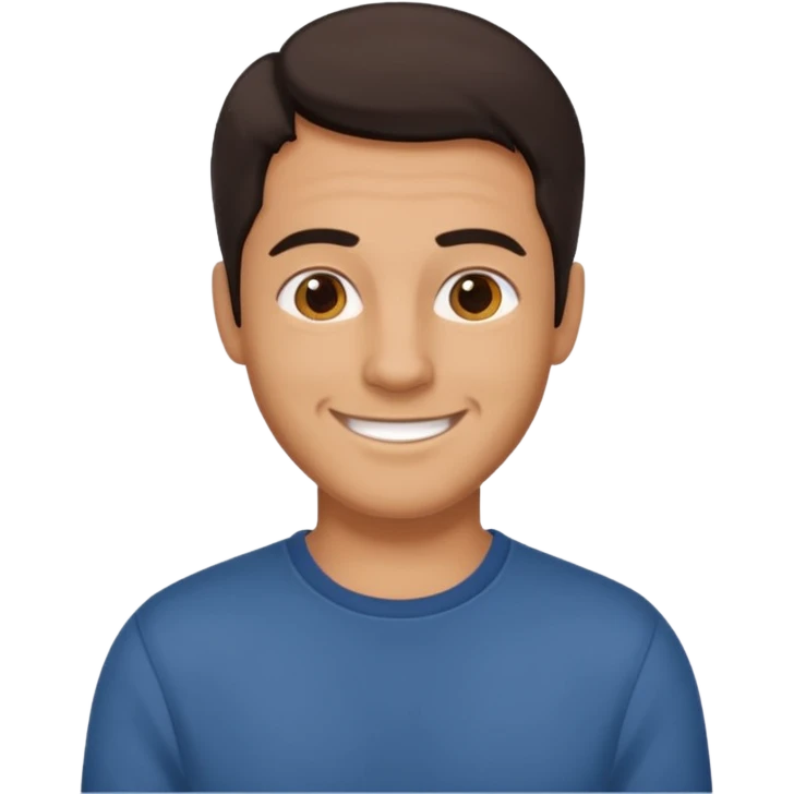 мужчина подтянутый переводчик с испанского темные волосы, пробор слева. без очков , в более свободной форме одежды.  emoji