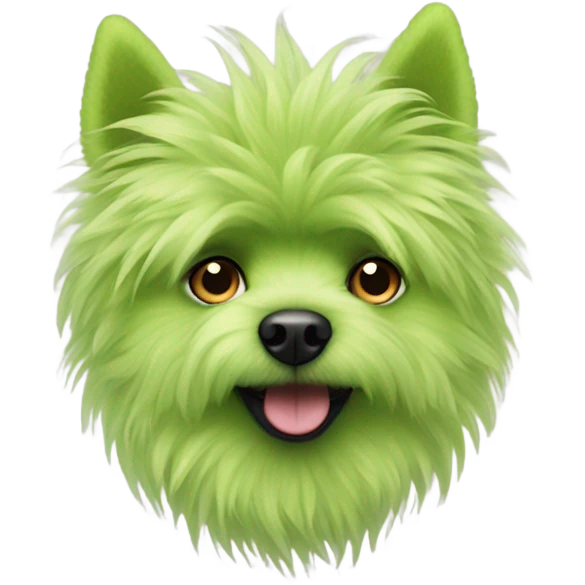 lime green fluffy dog pointy ears emoji