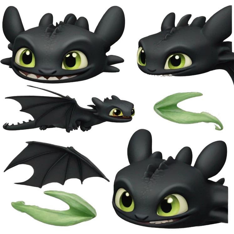 A detailed image of Toothless from How To Train Your Dragon emoji