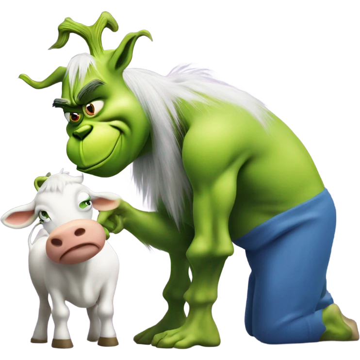 the grinch milking a cow emoji