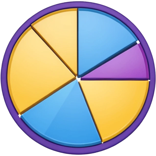 A pie chart with purple, yellow and blue colors only emoji