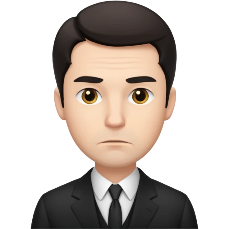white man in formal suit in thought, in thought, one raised eyebrow emoji