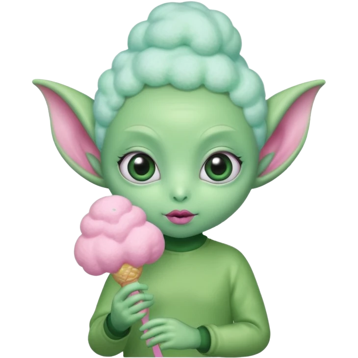 cute alien holding cotton candy emoji
