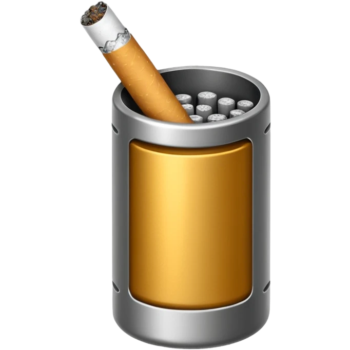 Minimalistic cigarette emoji, metallic black and white emoji