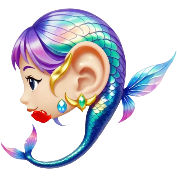Elvish fae shiny sparkly translucent diaphanous ear climber mermaid ear piece apparel emoji