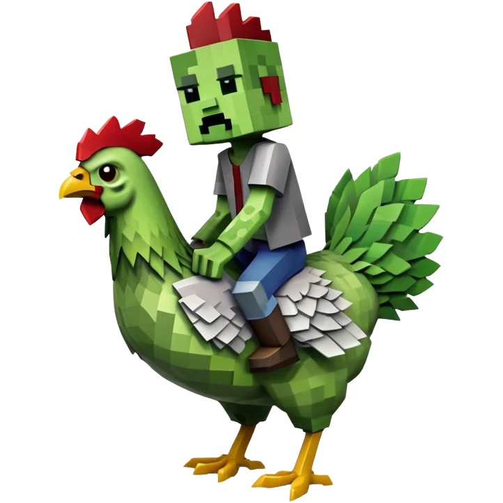 A Minecraft zombie on a Minecraft chicken emoji