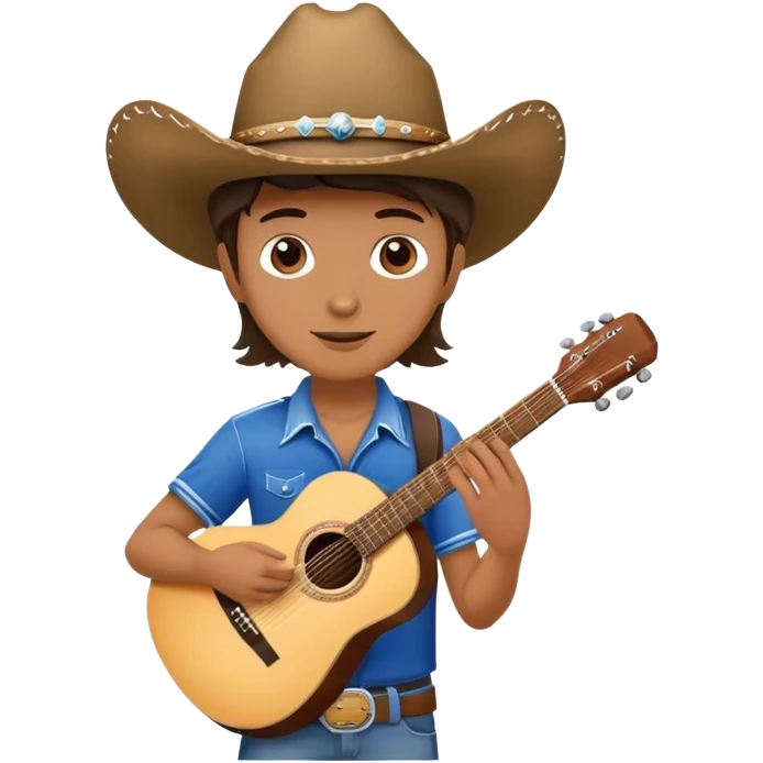 A country music singer, holding a guitar and a soccer ball wearing a cowboy hat emoji