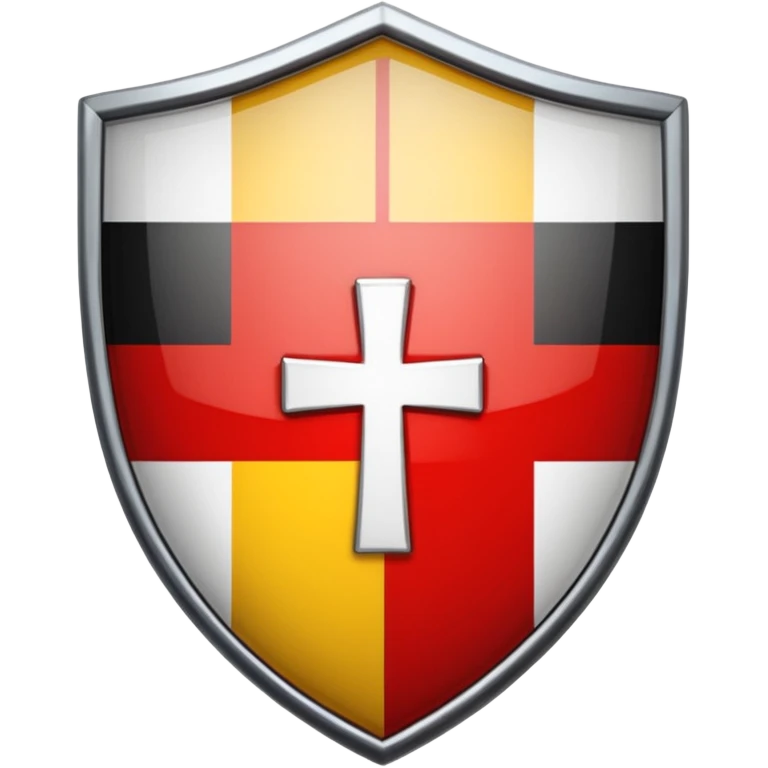 security shield. The shield is vertically divided: the left half displays the Swiss flag (red with white cross), and the right half displays the German flag (black, red, gold horizontal stripes) emoji