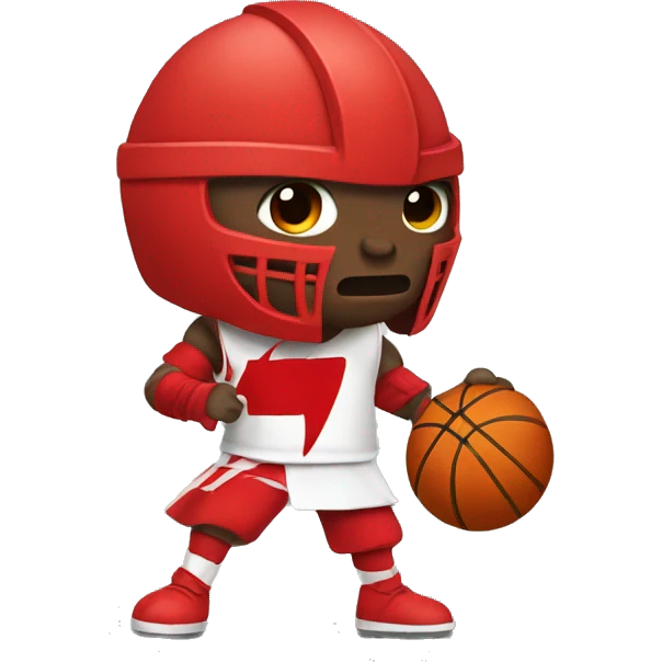 Red Knight with white skin dribbling a basketball emoji