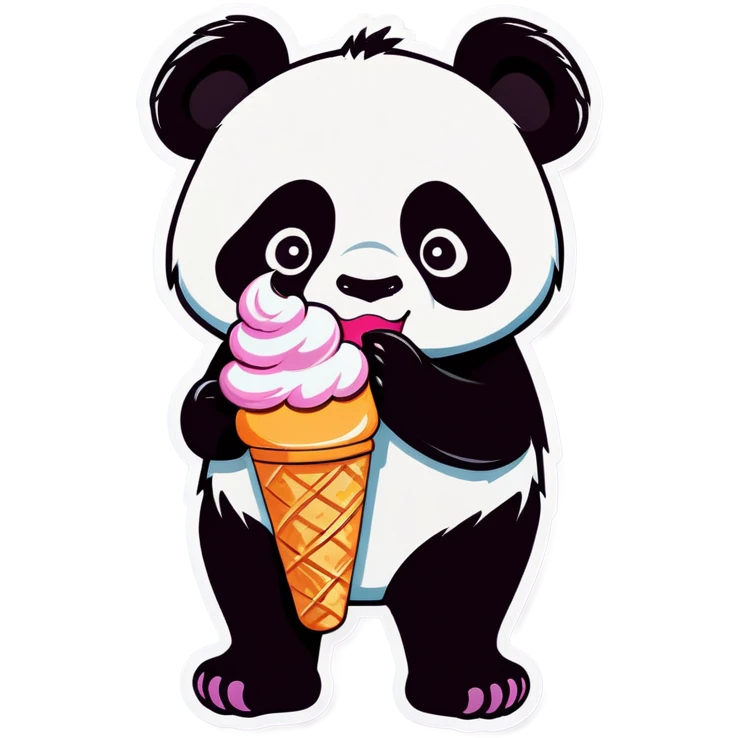 Panda eating ice cream emoji