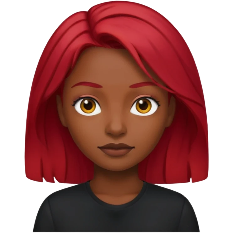 🙎🏾‍♀️ black shirt red hair  emoji
