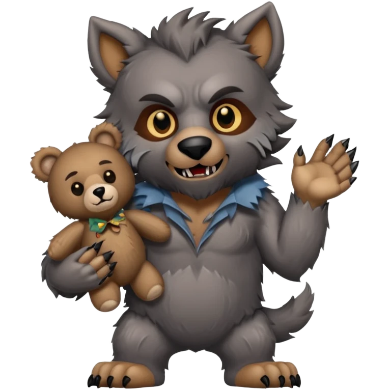 Werewolf with teddy bear toy  emoji