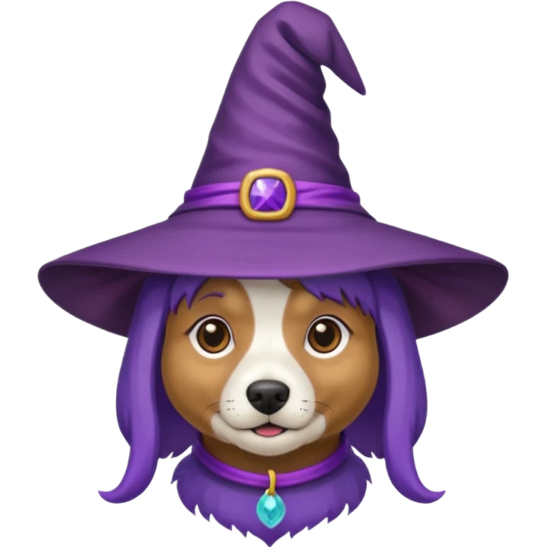 dog wear purple wicth hat emoji