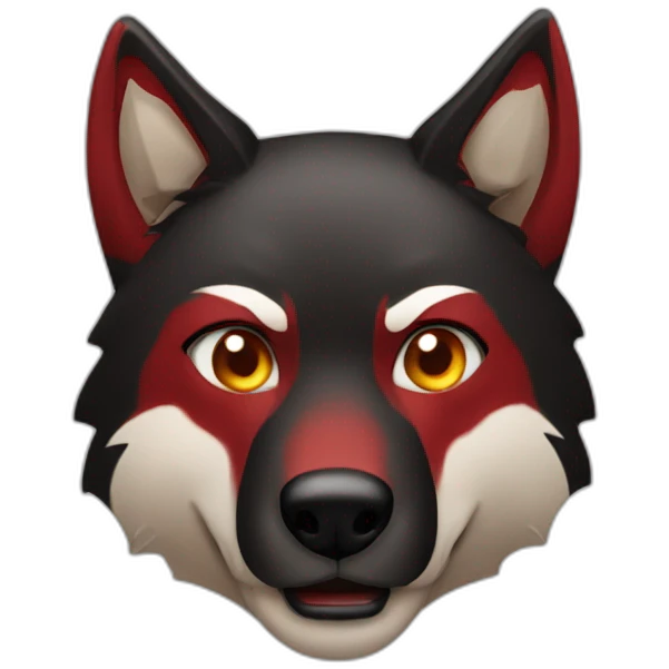 Red & black wolf mistake face emoji