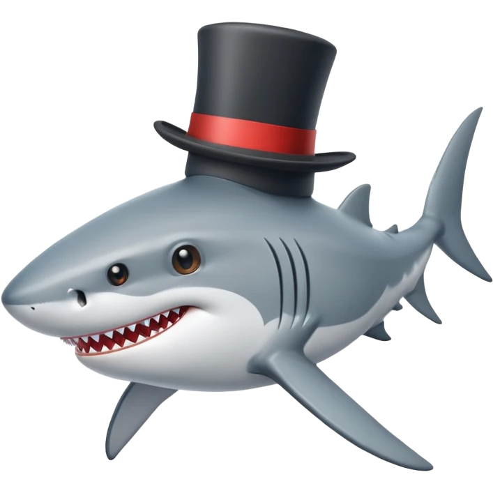 Shark with a top hat emoji