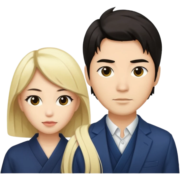 portrait of a stylish Japanese man with blond woman emoji
