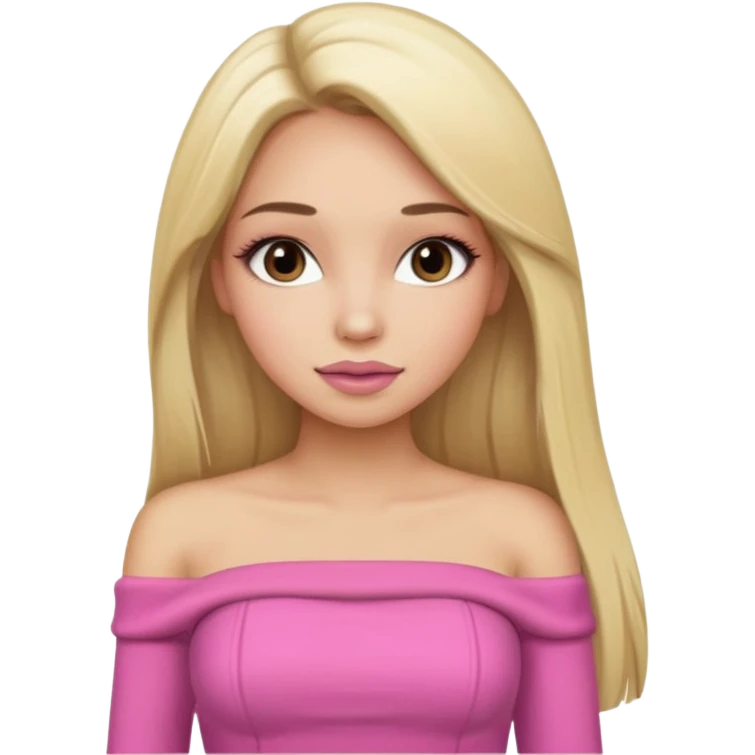 Mädchen mit blondem glattem sehr langem Haar und rosanen top ohne Träger und für den Winter und latina make up emoji