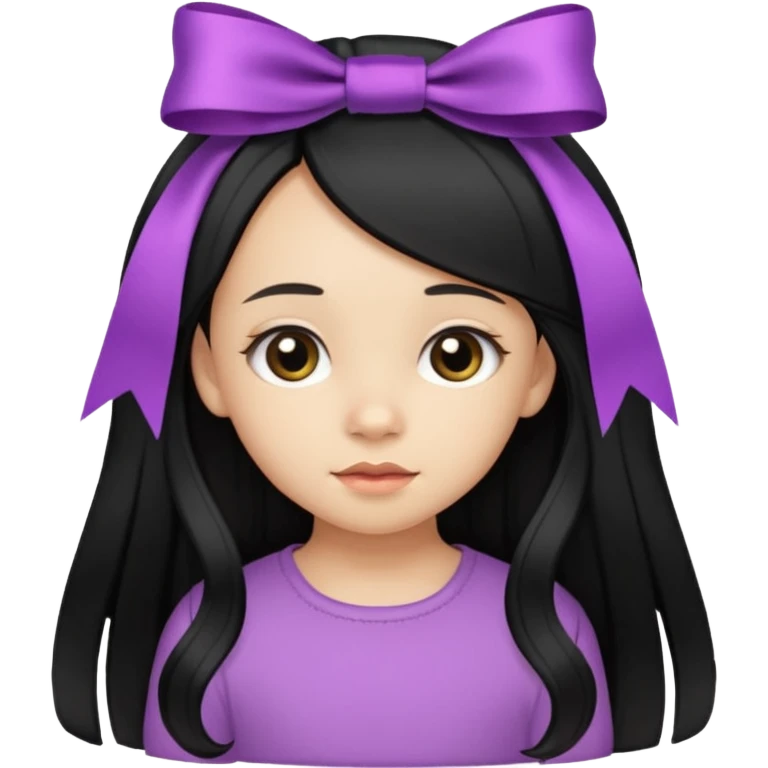 little girl with ribbon hairclip, long black hair emoji