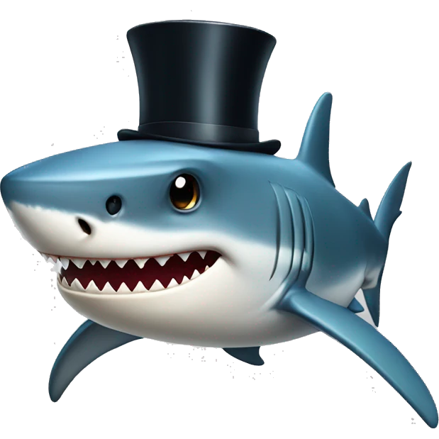 Shark with a top hat emoji