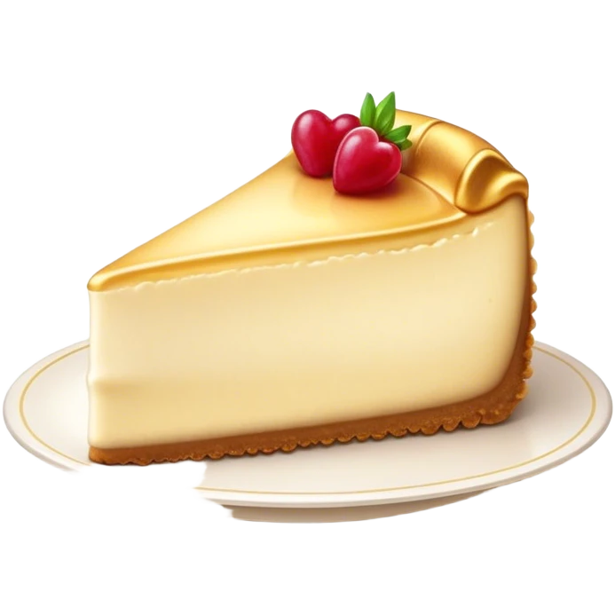 Cinematic Realistic Sernik Dessert Emoji, showcasing a rich, creamy cheesecake with a golden crust rendered with delicate textures and inviting, soft lighting. emoji