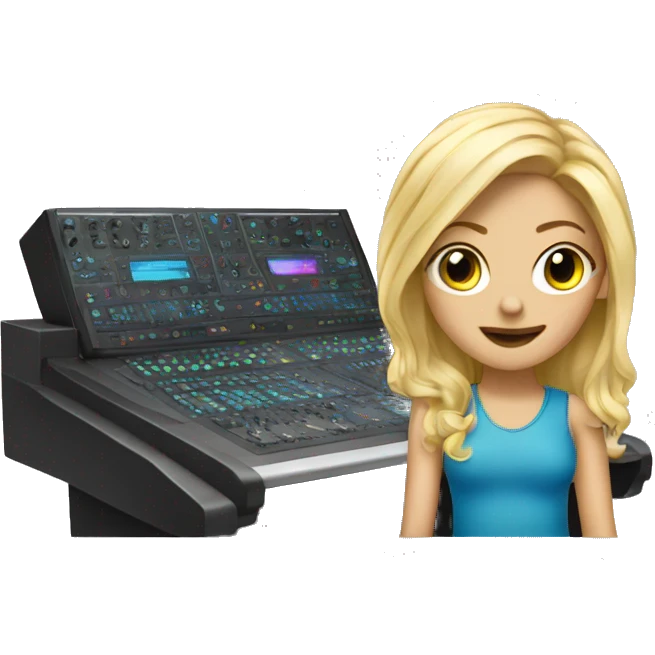 Audio technician blonde girl with a dj desk emoji