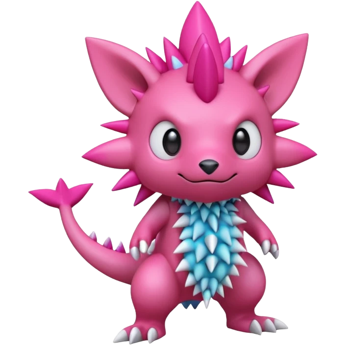 A 3D CGI model of a randomly-colored edgy kawaii Fakémon-Pokémon-Digimon-Spectrobe-creature (full body) emoji