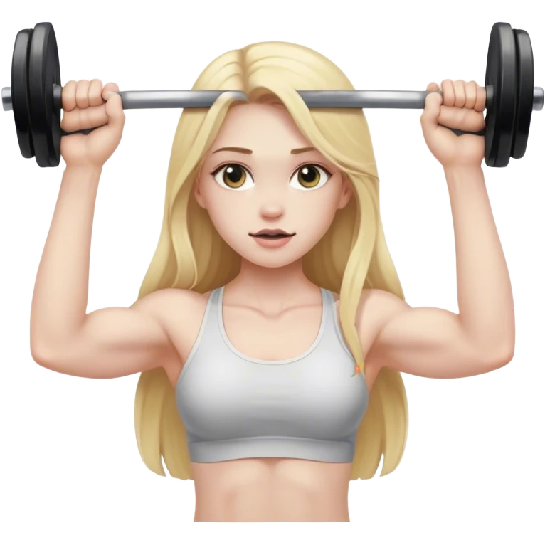 Pale girl with long blonde hair lifting weights emoji