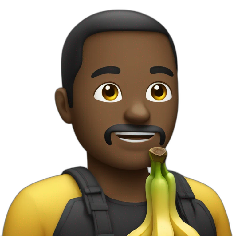 Homme noir qui mange une banane emoji