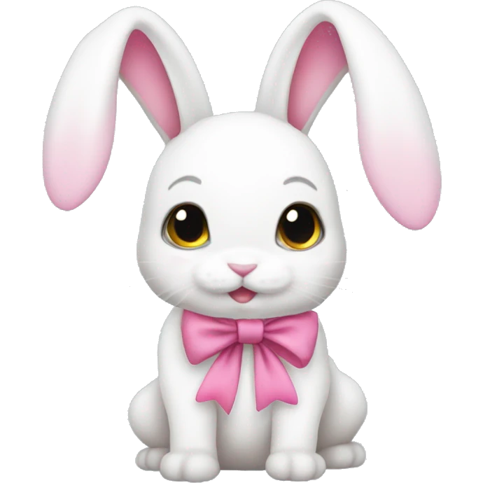 the most cute white bunnie with pink bows emoji