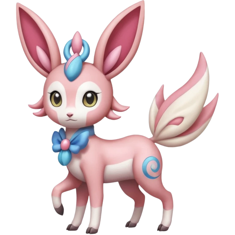 Cute Romantic Realistic Meloetta-Sylveon-Palkia-Cresselia-Digimon-Pokémon-Fakémon-hybrid-fusion, full body emoji