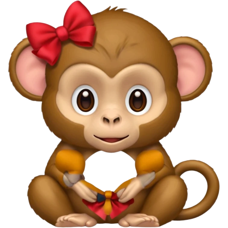 обезьяна с красным бантиком на голове emoji