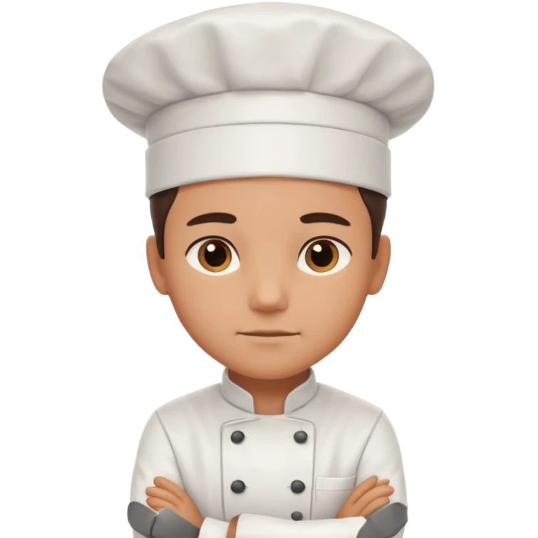 Serious Head Chef – arms crossed, clean uniform, focused expression emoji