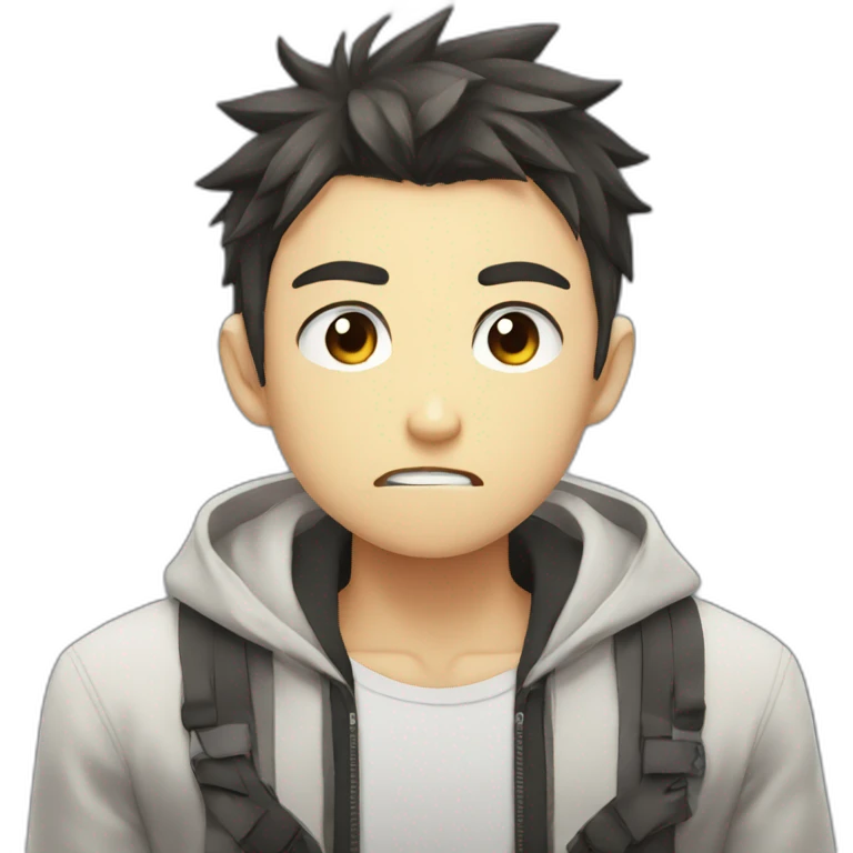 anime boy with angry face emoji