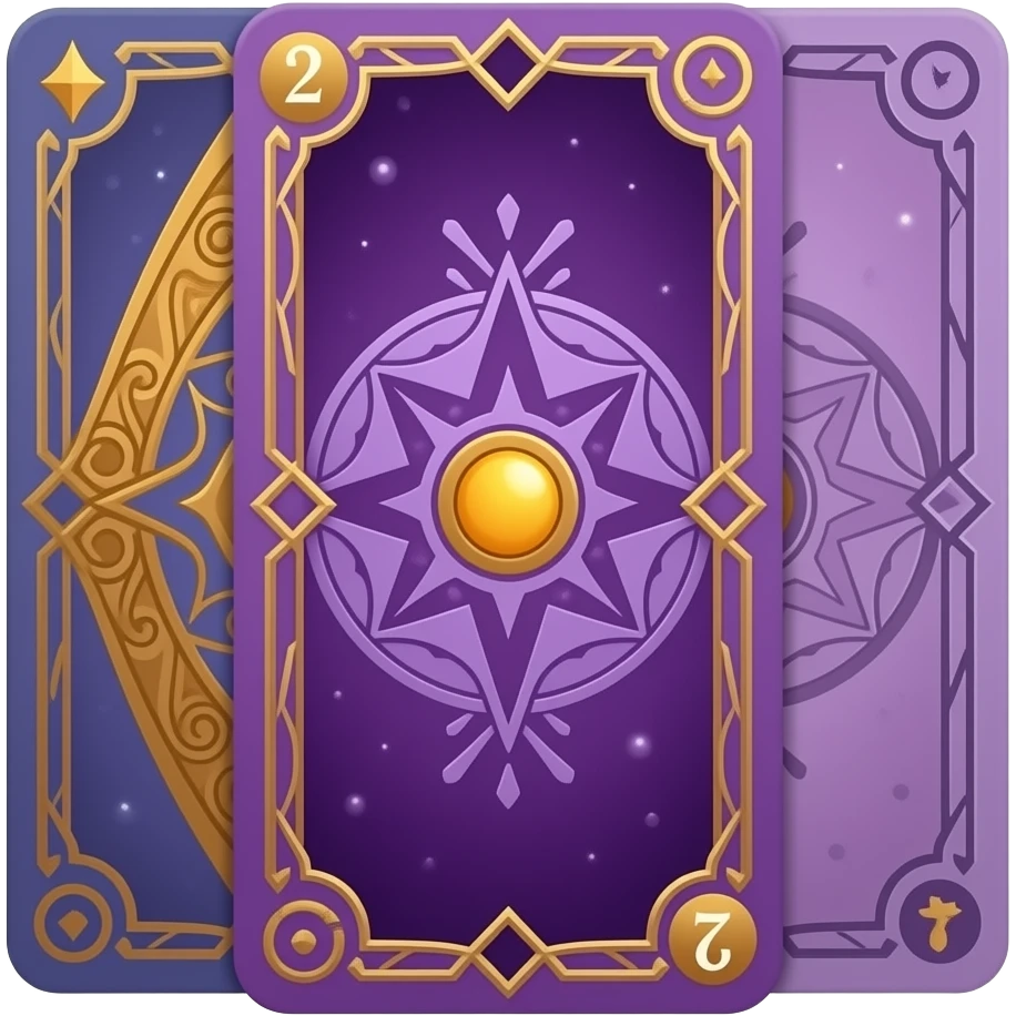 Fantasy magic purple Tarot cards backs design emoji