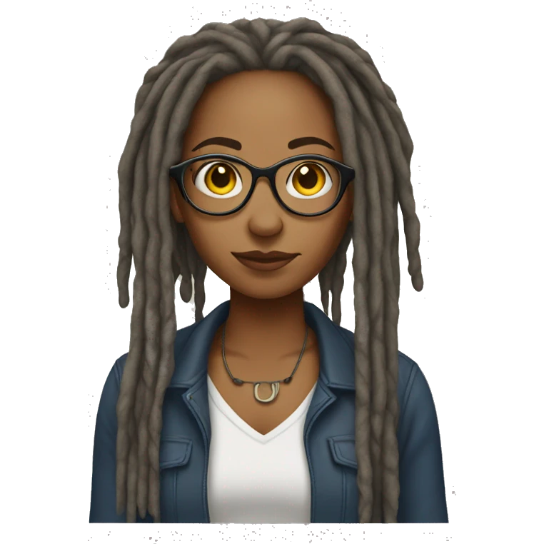 mixed woman with dreads and glasses  emoji