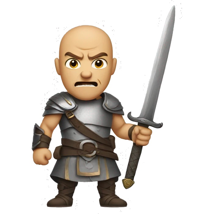 Angry Man with Sword without hair emoji