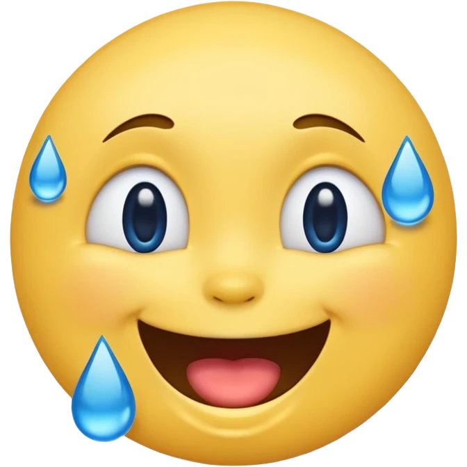 Emoji, yellow round laughing face, blue tears of joy emoji
